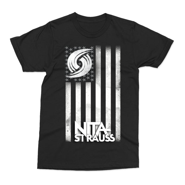 Nita Strauss black shirt with Flag design on front 